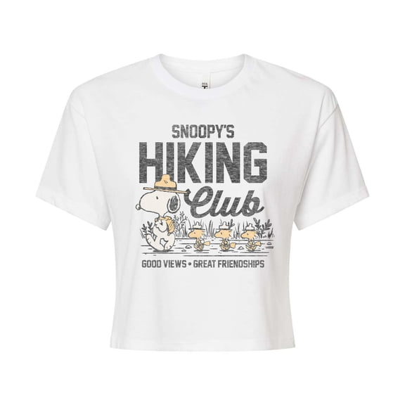 Peanuts - Snoopys Hiking Club - Juniors Cropped Cotton Blend T-Shirt