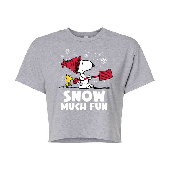 Peanuts - Snow Much Fun - Juniors Cropped Cotton Blend T-Shirt