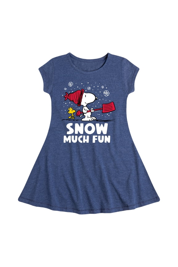 - Snoopy and Woodstock Snow Much Fun - Toddler And Youth Girls Fit And Flare Dress