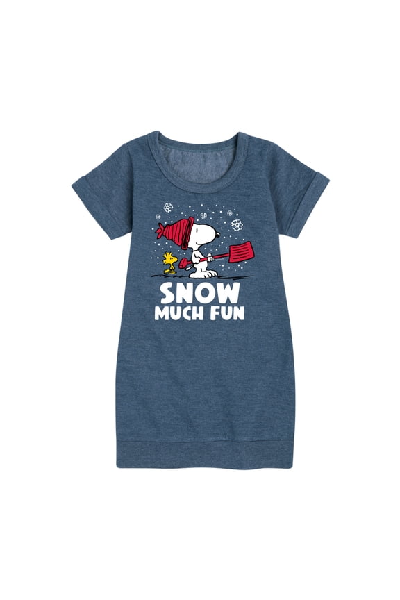 - Snoopy and Woodstock Snow Much Fun - Toddler And Youth Girls Fleece Dress