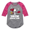 thumbnail image 1 of Peanuts - Snoopy and Woodstock Snow Much Fun - Toddler And Youth Girls Raglan Graphic T-Shirt, 1 of 6