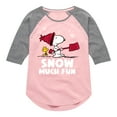 thumbnail image 1 of Peanuts - Snoopy and Woodstock Snow Much Fun - Toddler And Youth Girls Raglan Graphic T-Shirt, 1 of 6