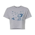 thumbnail image 1 of Peanuts - Snow Snoopy And Woodstock - Juniors Cropped Cotton Blend T-Shirt, 1 of 6