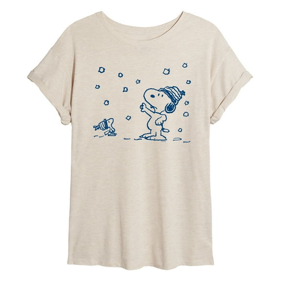 Peanuts - Snow Snoopy And Woodstock - Juniors Ideal Flowy Muscle T-Shirt