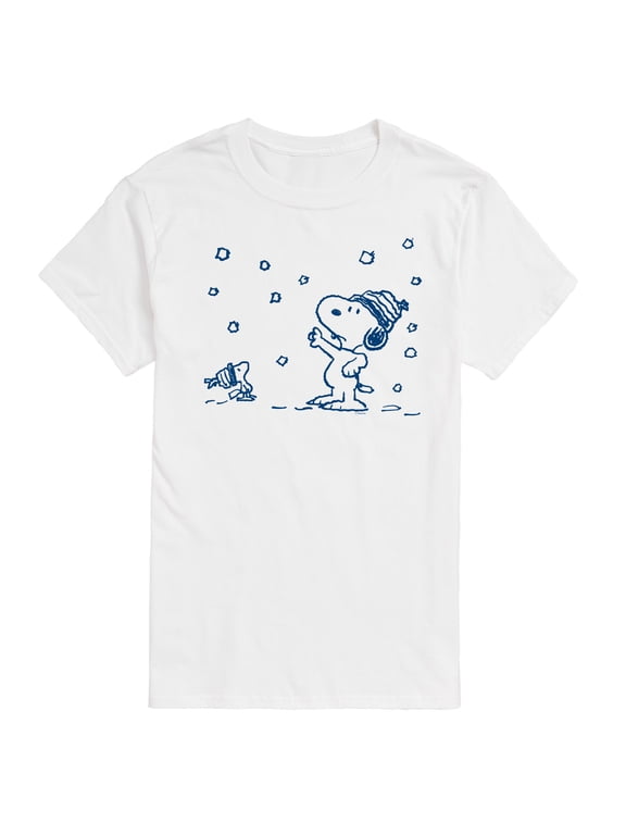 - Snow Snoopy And Woodstock Men's Short Sleeve Graphic T-Shirt