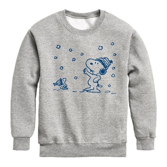 Peanuts - Snow Snoopy And Woodstock - Toddler & Youth Crewneck Fleece Sweatshirt