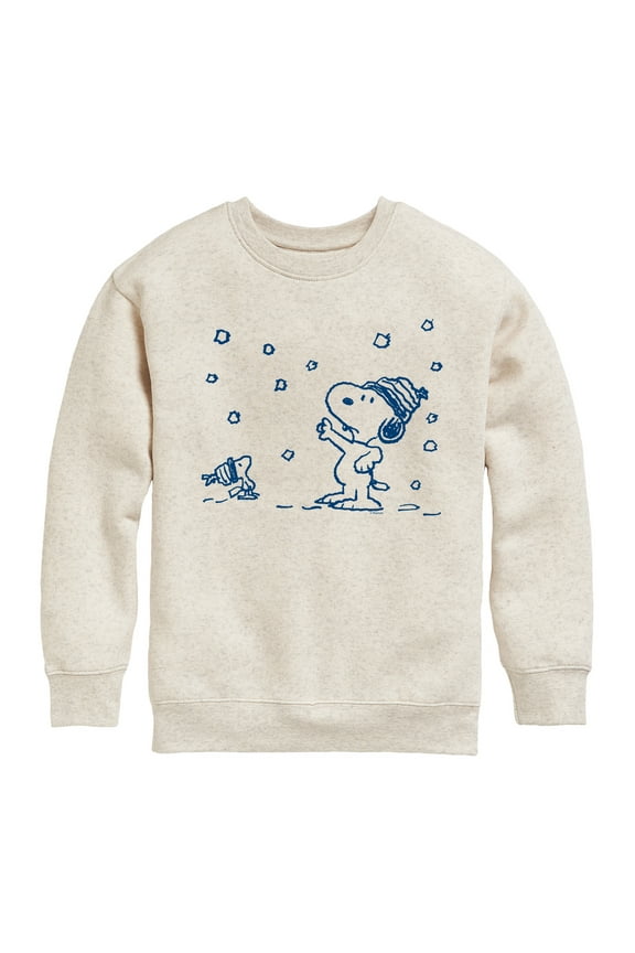 - Snow Snoopy And Woodstock - Toddler & Youth Crewneck Fleece Sweatshirt