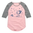 thumbnail image 1 of Peanuts - Snow Snoopy And Woodstock - Toddler & Youth Girls Raglan Graphic T-Shirt, 1 of 6