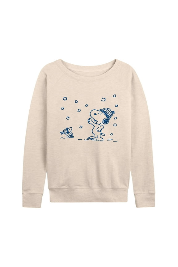 - Snow Snoopy And Woodstock - Women's Lightweight French Terry Long Sleeve Shirt