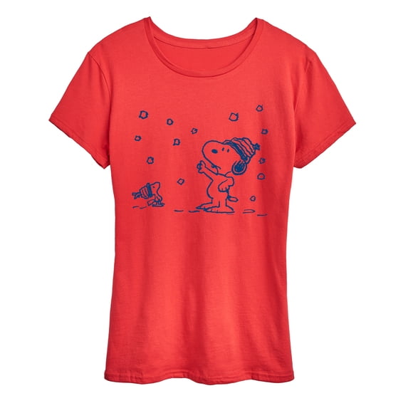 Peanuts - Snow Snoopy And Woodstock - Women's Short Sleeve Graphic T-Shirt
