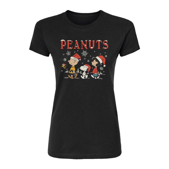 Peanuts - Snowflakes - Juniors Fitted Short Sleeve Graphic T-Shirt