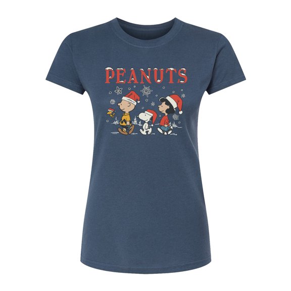 Peanuts - Snowflakes - Juniors Fitted Short Sleeve Graphic T-Shirt