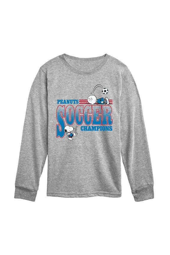 - Soccer Champ - Youth Boys Long Sleeve Graphic T-Shirt
