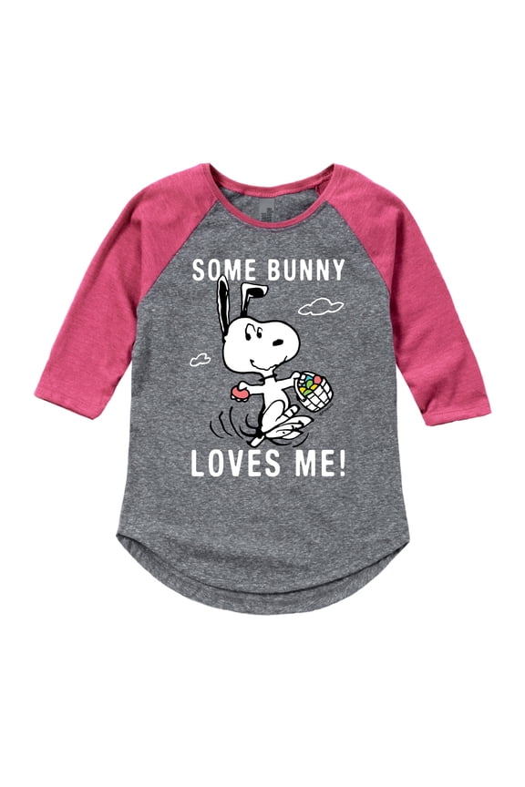 - Some Bunny - Girls Shirt Tail Raglan