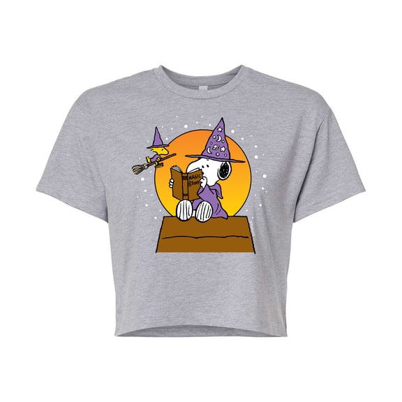 Peanuts - Sorcerer Snoopy Woodstock - Juniors Cropped Cotton Blend T-Shirt