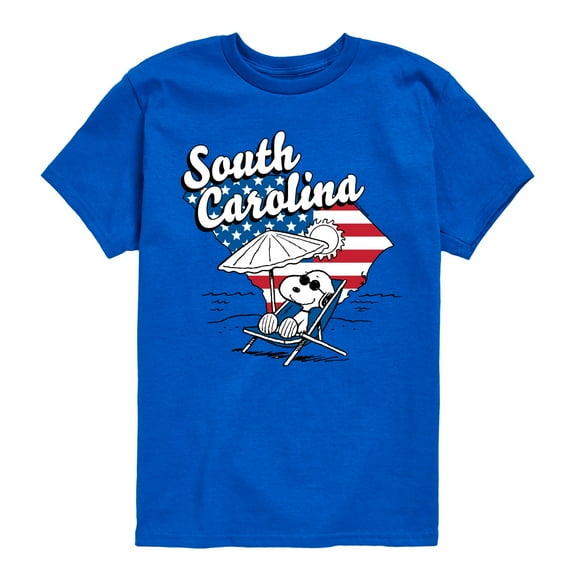 Peanuts - South Carolina American Flag Snoopy - Toddler And Youth Short Sleeve Graphic T-Shirt