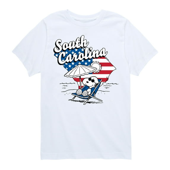 Peanuts - South Carolina American Flag Snoopy - Toddler And Youth Short Sleeve Graphic T-Shirt