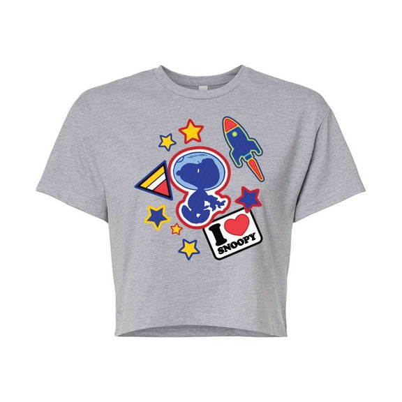 Peanuts - Space Snoopy Flair - Juniors Cropped Cotton Blend T-Shirt