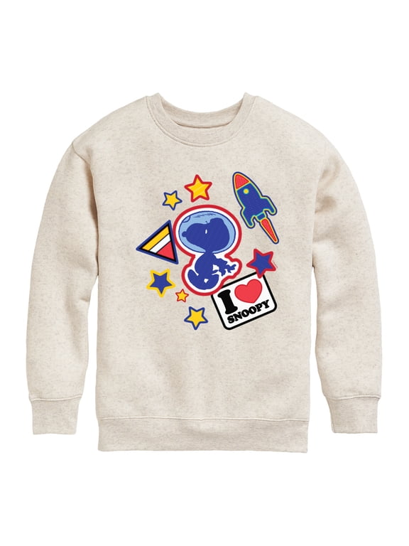 - Space Snoopy Flair Boys' Graphic Long Sleeve Fleece Sweatshirt