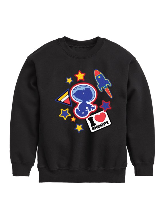- Space Snoopy Flair Boys' Graphic Long Sleeve Fleece Sweatshirt
