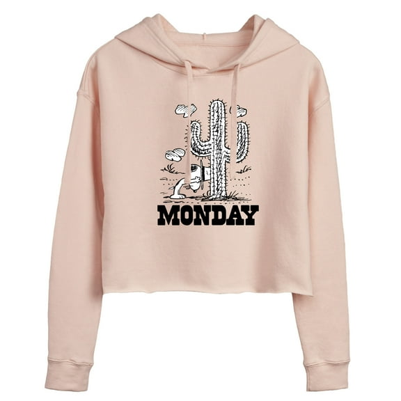 Peanuts - Spike Cactus Monday - Juniors Cropped Pullover Hoodie