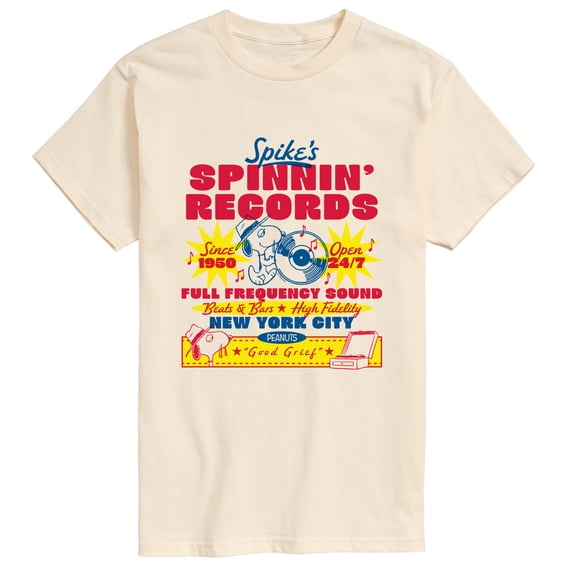 Peanuts - Spike's Spinnin' Records - Men's Short Sleeve Graphic T-Shirt