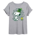 thumbnail image 1 of Peanuts - St. Paddy's Snoopy & Woodstock - Juniors Oversized Graphic T-Shirt, 1 of 5