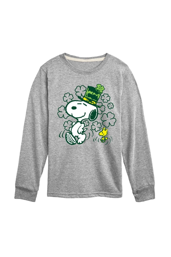 - St. Paddy's Snoopy and Woodstock - Youth Boys Long Sleeve Graphic T-Shirt