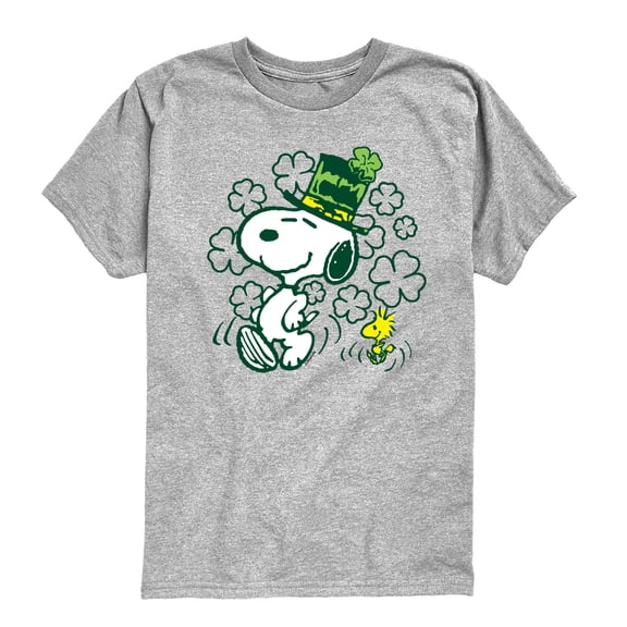 Peanuts - St. Paddy's Snoopy and Woodstock - Youth Boys Short Sleeve Graphic T-Shirt
