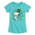 thumbnail image 1 of Peanuts - St. Paddy's Snoopy and Woodstock - Youth Girls Fitted Short Sleeve T-Shirt, 1 of 5
