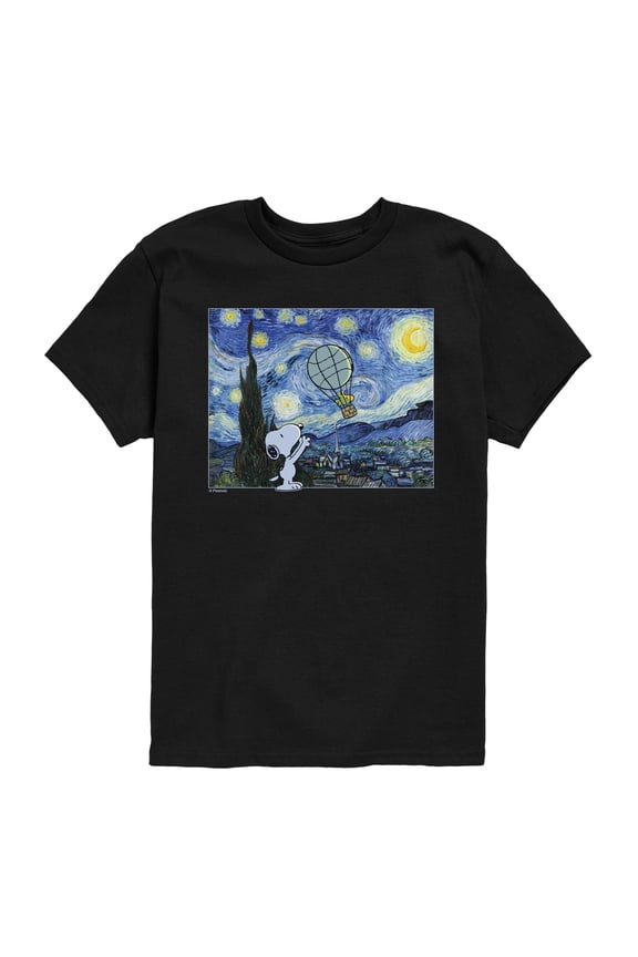 - Peanuts Starry Night - Youth Boys Short Sleeve Graphic T-Shirt