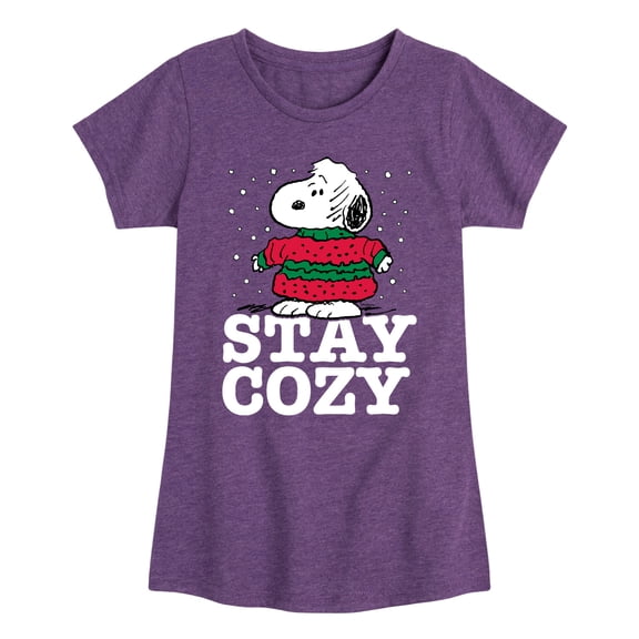 Peanuts - Stay Cozy - Toddler & Youth Girls Short Sleeve Graphic T-Shirt