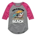 thumbnail image 1 of Peanuts - Summer Edition - Life is Better at the Beach - Toddler & Youth Girls Raglan Graphic T-Shirt, 1 of 5