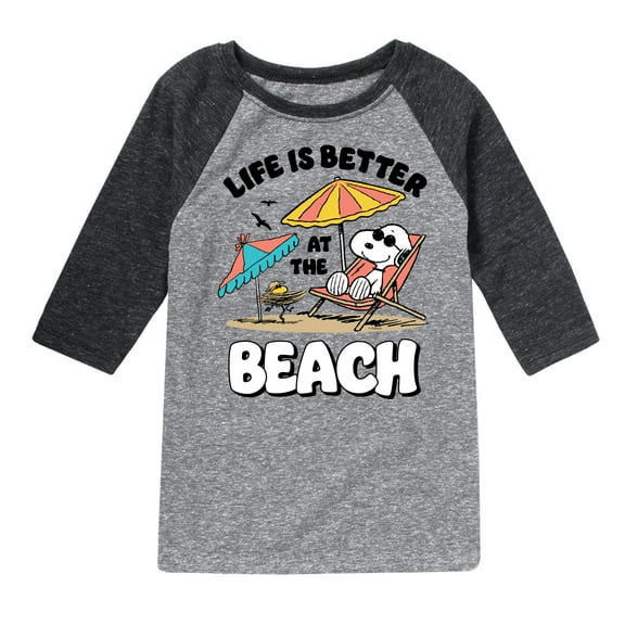 Peanuts - Summer Edition - Life is Better at the Beach - Toddler & Youth Raglan Graphic T-Shirt