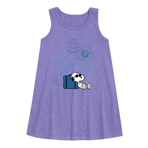 Peanuts - Summer Edition - Passport Stamps - Toddler & Youth Girls A-line Dress