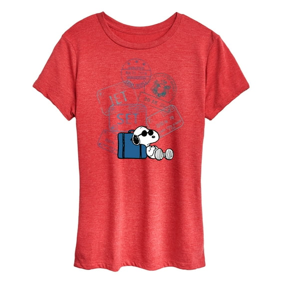 Peanuts - Summer Edition - Passport Stamps - Women's Short Sleeve Graphic T-Shirt