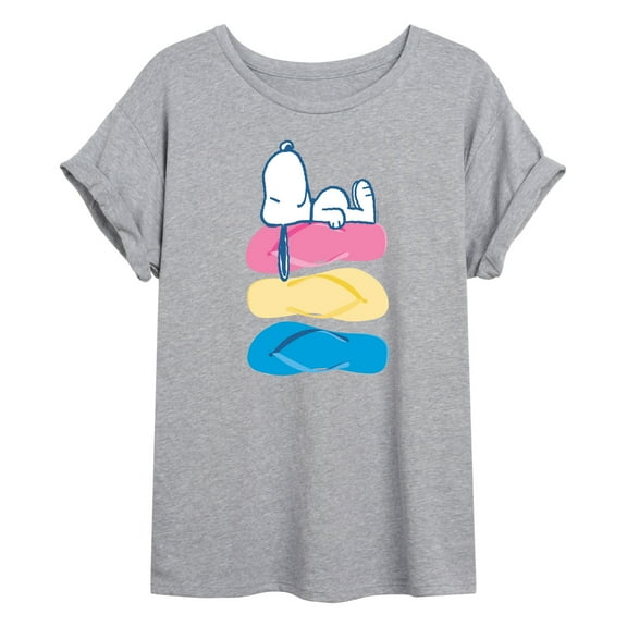 Peanuts - Summer Edition - Snoopy & Flip Flops - Juniors Ideal Flowy Muscle T-Shirt