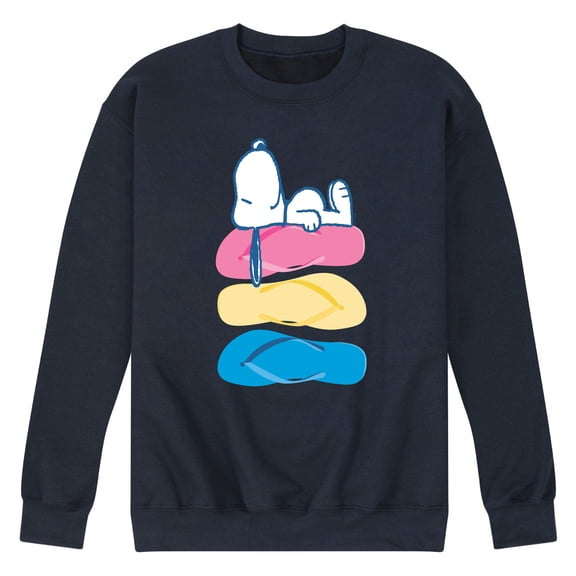 Peanuts - Summer Edition - Snoopy & Flip Flops - Men's Crew Neck Fleece Pullover