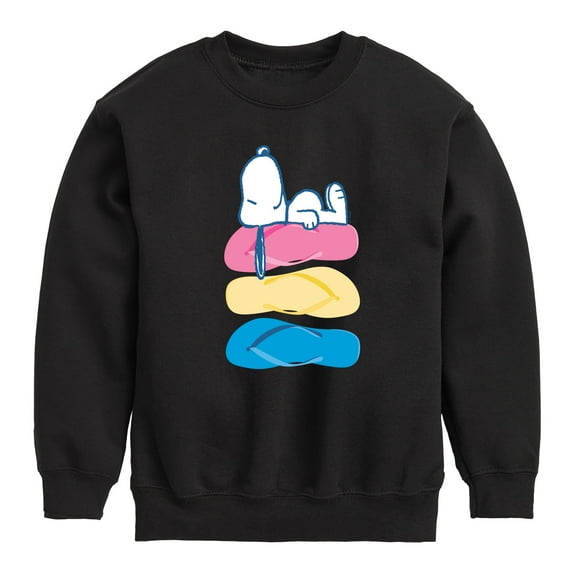 Peanuts - Summer Edition - Snoopy & Flip Flops - Toddler & Youth Crewneck Fleece Sweatshirt