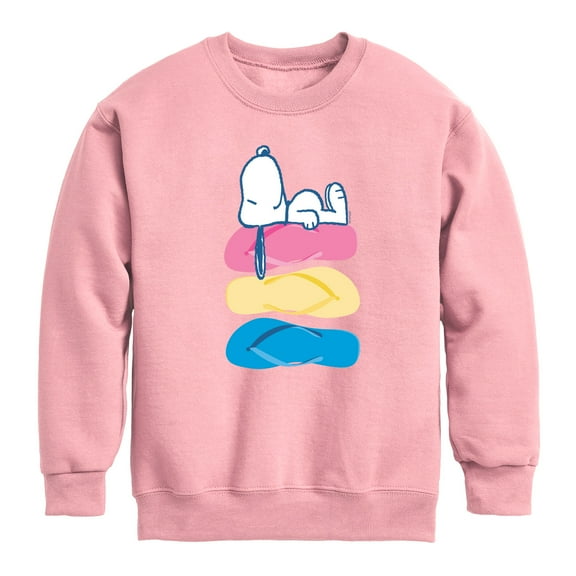 Peanuts - Summer Edition - Snoopy & Flip Flops - Toddler & Youth Crewneck Fleece Sweatshirt