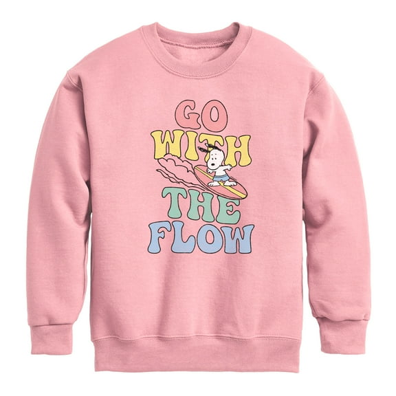 Peanuts - Summer Edition - Snoopy - Go with the Flow - Toddler & Youth Crewneck Fleece Sweatshirt