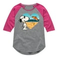 thumbnail image 1 of Peanuts - Summer Edition - Snoopy Hearts the Beach - Toddler & Youth Girls Raglan Graphic T-Shirt, 1 of 4