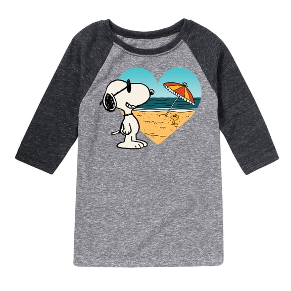 Peanuts - Summer Edition - Snoopy Hearts the Beach - Toddler & Youth Raglan Graphic T-Shirt