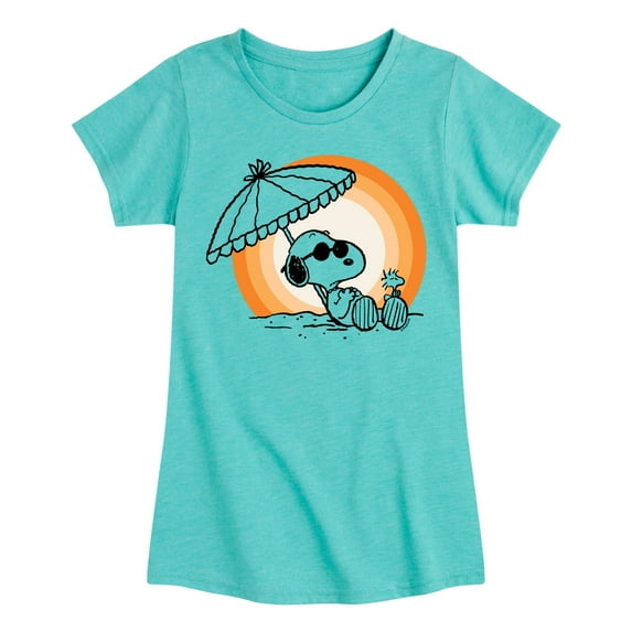 Peanuts - Summer Edition - Snoopy & Woodstock Relaxing - Toddler & Youth Girls Short Sleeve Graphic T-Shirt