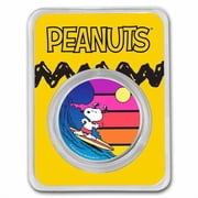 Collectible Peanuts  Sunset Surfing Snoopy 1 oz Colorized Silver