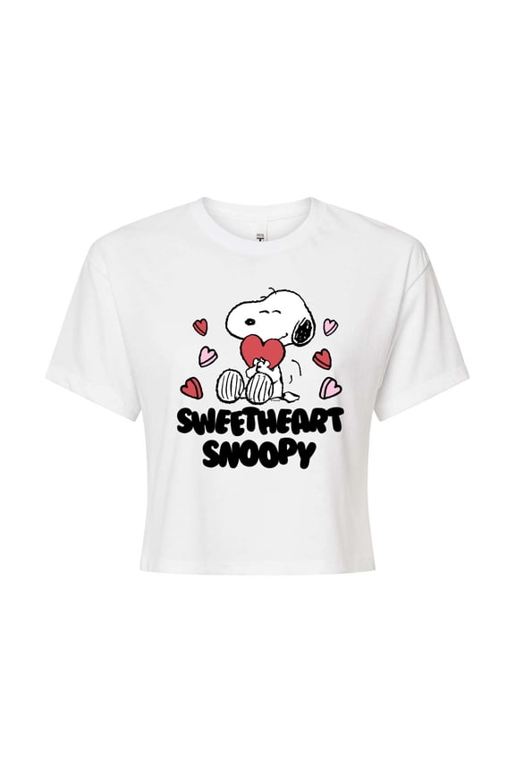 - Sweetheart Snoopy - Juniors Cropped Graphic T-Shirt