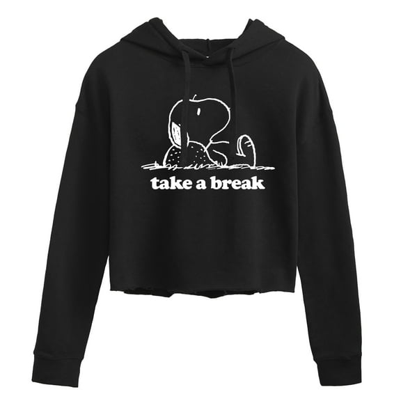 Peanuts - Take A Break - Juniors Cropped Pullover Hoodie
