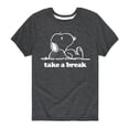 thumbnail image 1 of Peanuts - Take A Break - Toddler & Youth Short Sleeve Graphic T-Shirt, 1 of 6