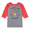 thumbnail image 1 of Peanuts - Take Me To The Beach - Toddler And Youth Raglan Graphic T-Shirt, 1 of 7