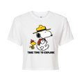 thumbnail image 1 of Peanuts - Take Time To Explore - Juniors Cropped Cotton Blend T-Shirt, 1 of 5